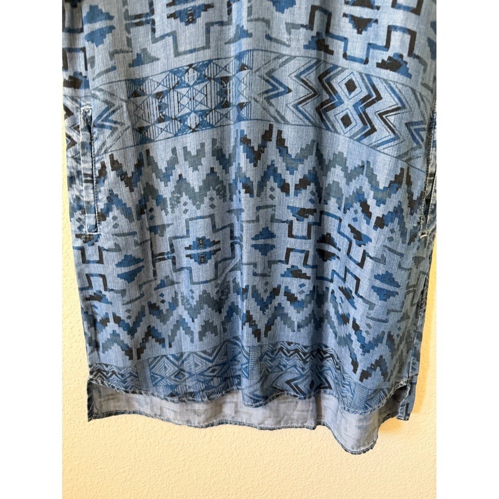 Philosophy Womens Aztec Print Chambray Shirt Dressβ Tencel Blue Size S - Picture 5 of 14